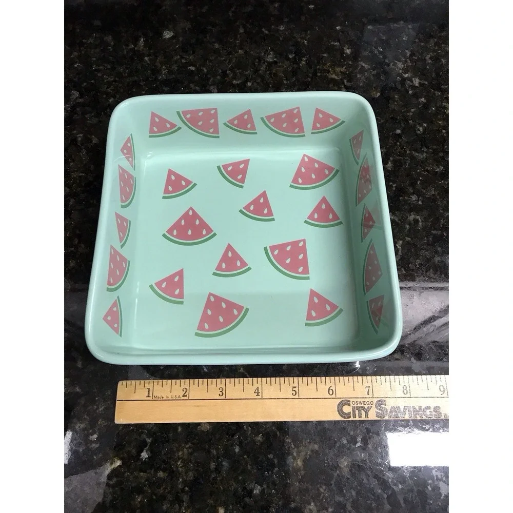Temptations by‎ Tara Watermelon Bakeware Summer Green Casserole Dish 7'